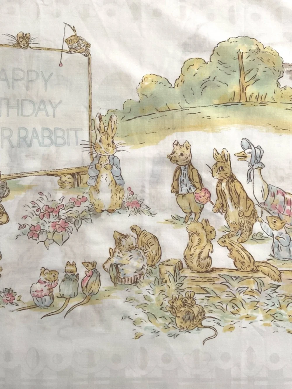 Vintage Cannon Peter Rabbit Birthday Pillowcase Beatrix Potter USA